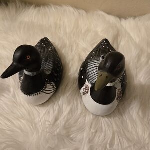 2 Rare Giftcraft Loon Coin Bank Saving Bank Vintage Hand Painted Figurine